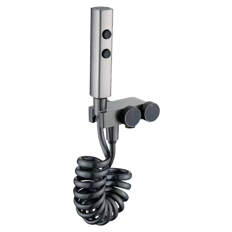 Wall Mounted Premium Bidet Spray Set with Brass Body and ABS Nozzle in Tactical Gray Finish