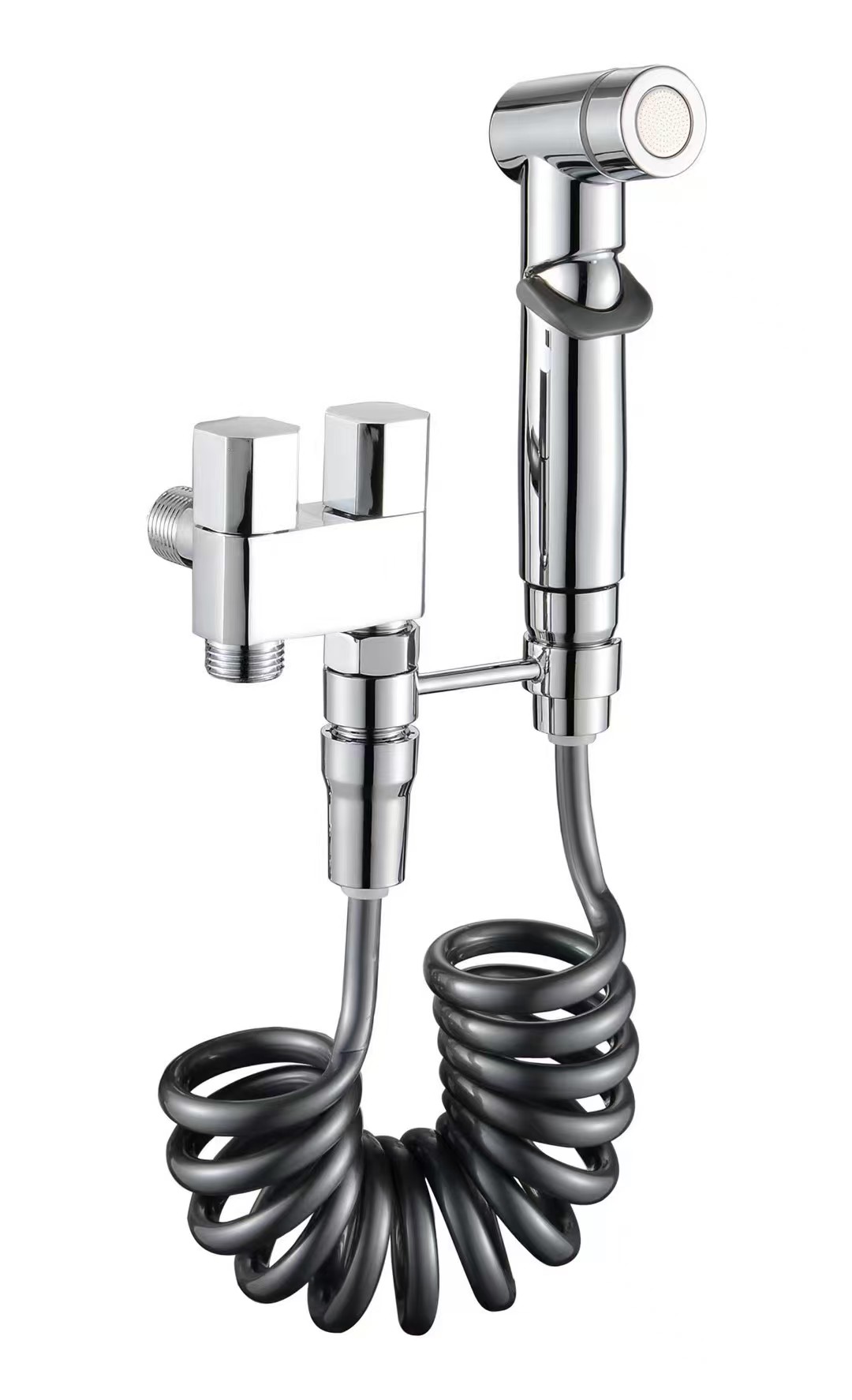 Wall Mounted Mirror Chrome Bidet Spray Set with Solid Brass Mechanism and ABS Nozzle
