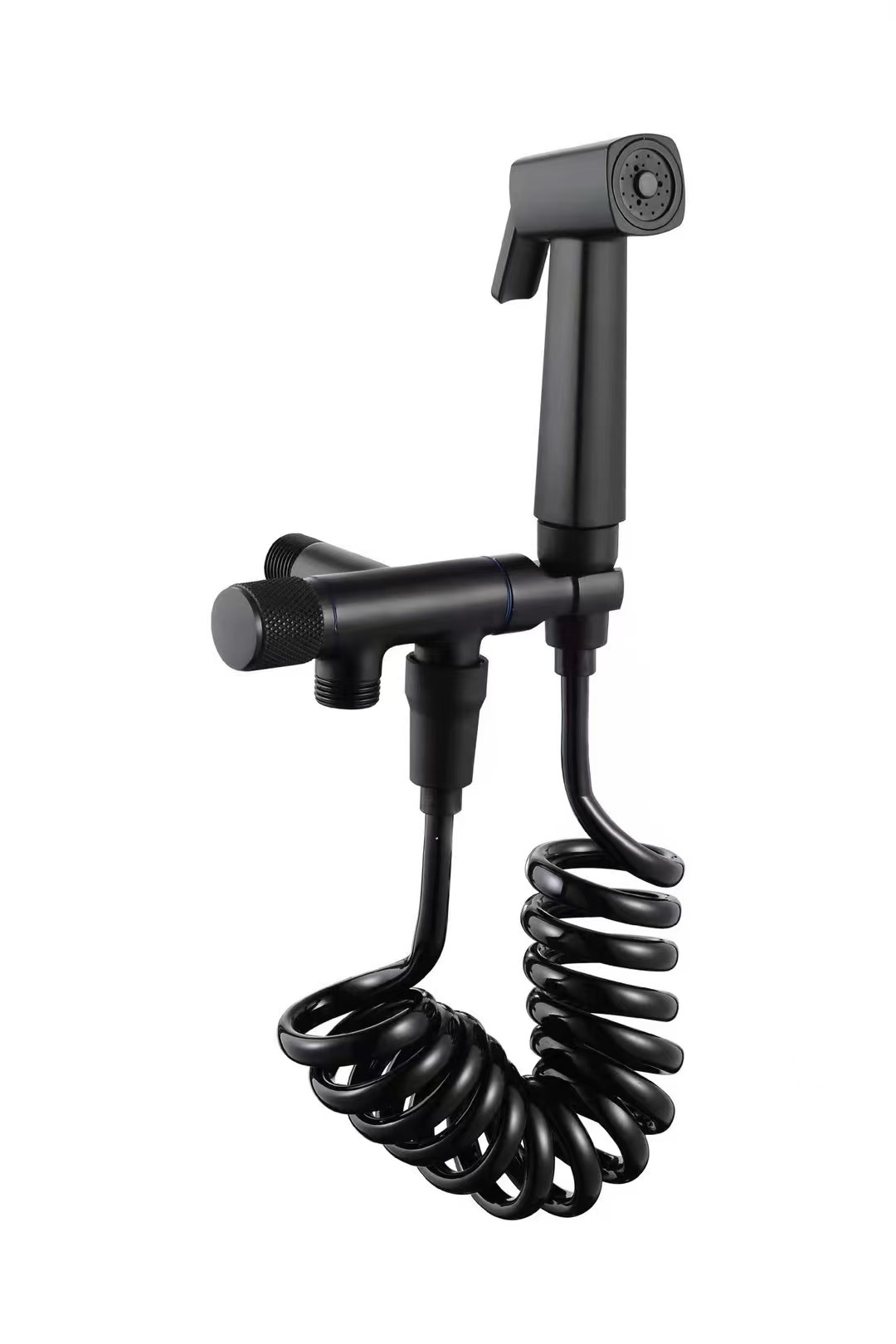 Wall Mounted Premium Bidet Spray Set with Solid Brass Mechanism and ABS Nozzle in Architectural Matte Black Finish