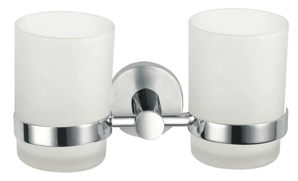 Premium Wall Mounted Bathroom Tumbler Holder with Frosted Glass
