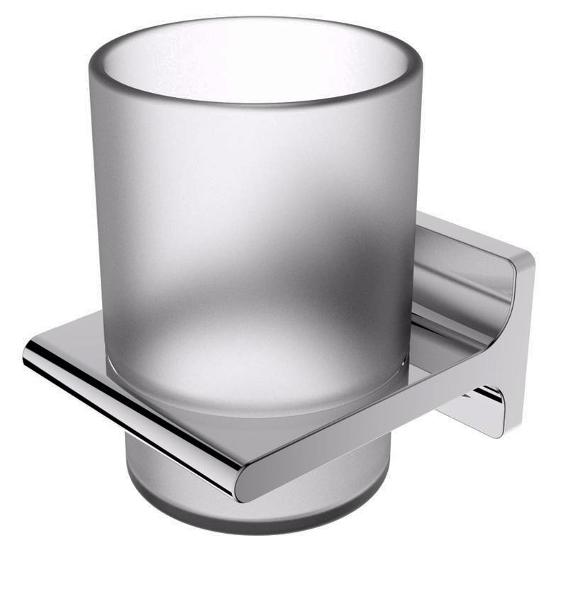 Premium Wall Mounted Bathroom Tumbler Holder with Frosted Glass